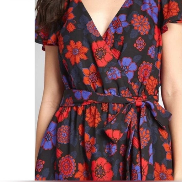 Modcloth Fits of Bliss Floral Short Flutter Sleeves Midi Dress Size Large - Picture 2 of 10